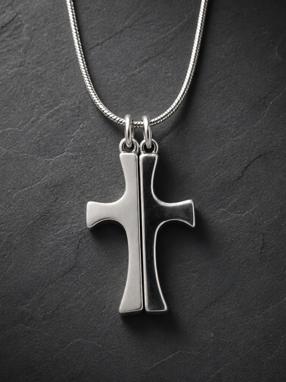 Sterling Silver Abstract Cross Pendant Necklace